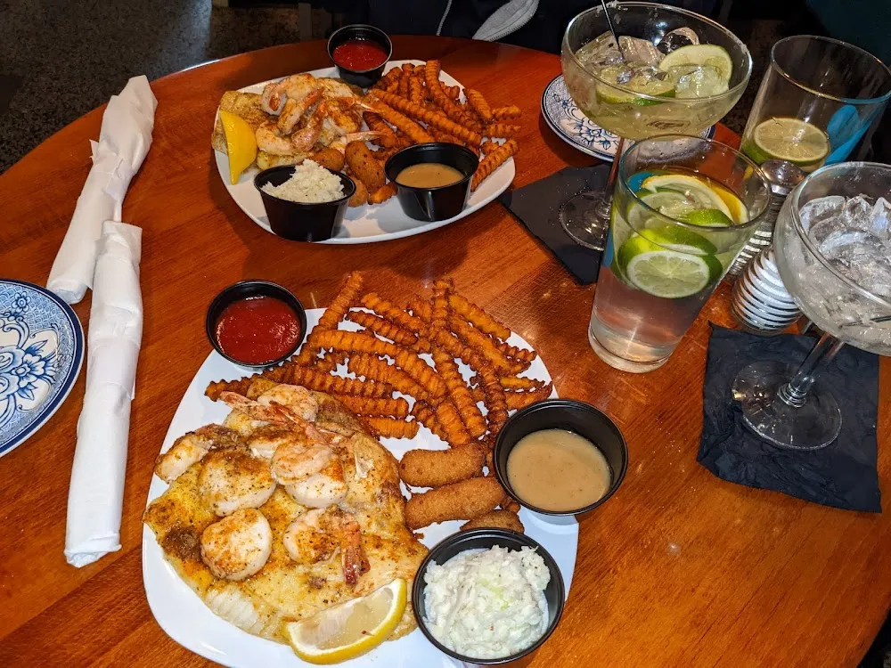 Broiled Seafood Platters with Sweet Potato Fries & Coleslaw