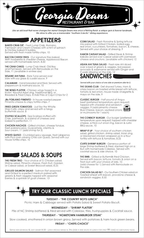 Georgia Deans restaurant & bar Menu image 4